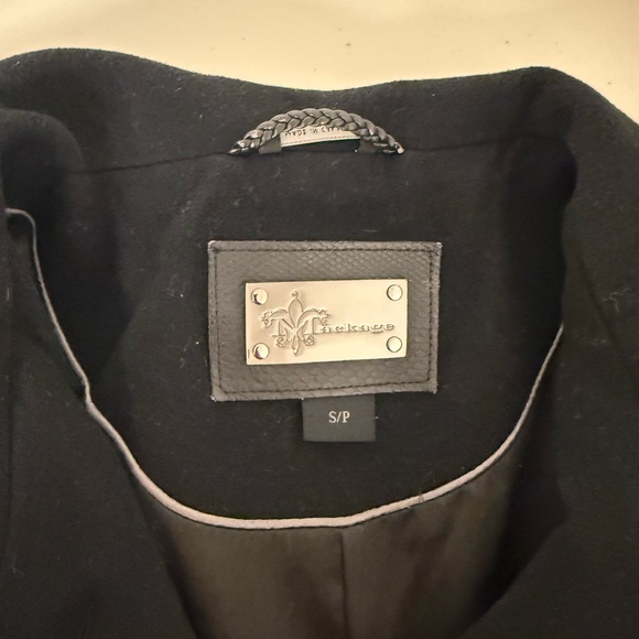 Mackage Black Wool Cashmere Blend Coat with Leather Trim — Size S / Small - Picture 13 of 14